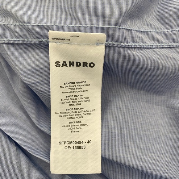 Sandro Oversized cotton Shirt with ruffle and patch pocket square. - Picture 7 of 15